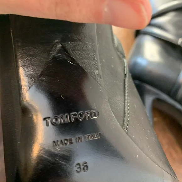 Tom Ford Black Leather ‘T’ Boots Size 36 - Picture 9 of 10